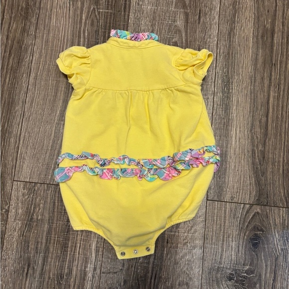 Ralph Lauren Polo Baby Girl Vintage Yellow Plaid Ruffle Bodysuit Size 12 Months - Picture 2 of 3